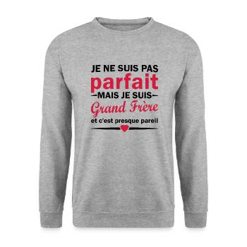 pas parfait mais grand-frère - Sweat-shirt Unisexe - gris chiné - Devant - Alina (178cm) & Michal (187cm)