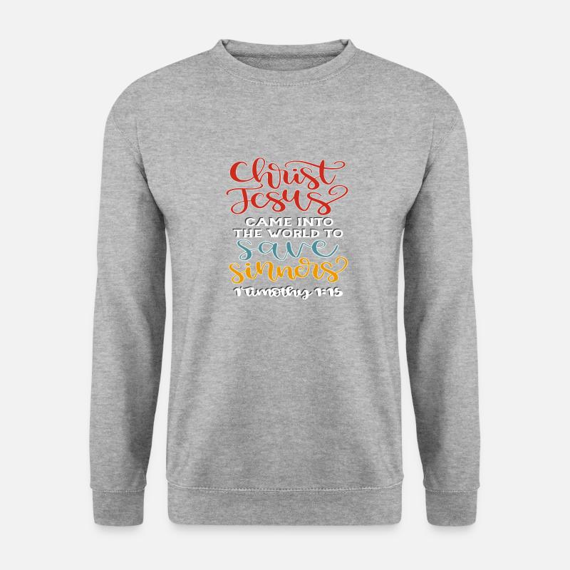 Christian Design Jesus kam, um zu retten - Unisex Pullover - Weißgrau meliert