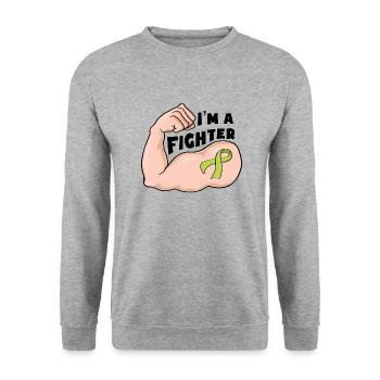 Fight Cancer - Green Ribbon - Unisex Pullover - Weißgrau meliert - Vorne - Alina (178cm) & Michal (187cm)