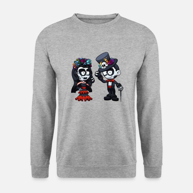 Tag der toten Sugar Skull Kids - Unisex Pullover - Weißgrau meliert