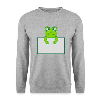 Texte présent bouclier de grenouille - Sweat-shirt Unisexe - gris chiné - Devant - Alina (178cm) & Michal (187cm)