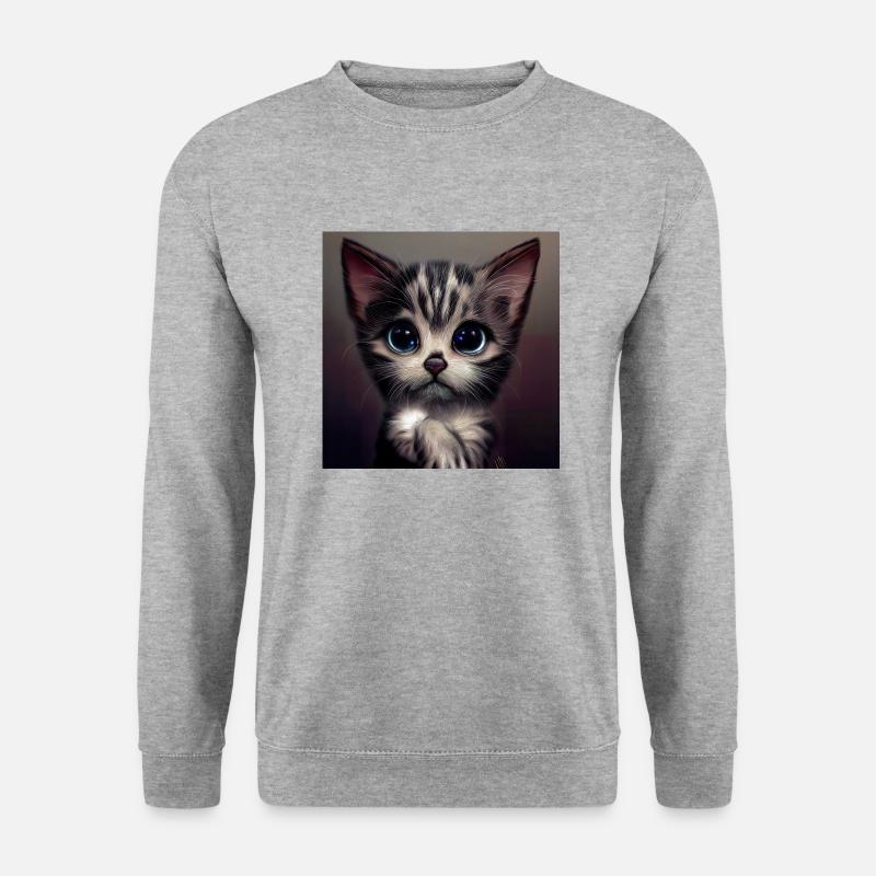 Entzückendes Kätzchen 01 - Unisex Pullover - Weißgrau meliert
