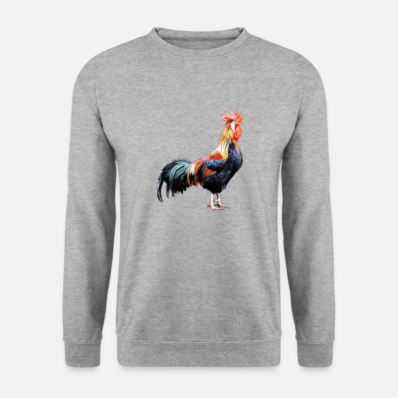 Hinterhof-Hahn - Unisex Pullover - Weißgrau meliert