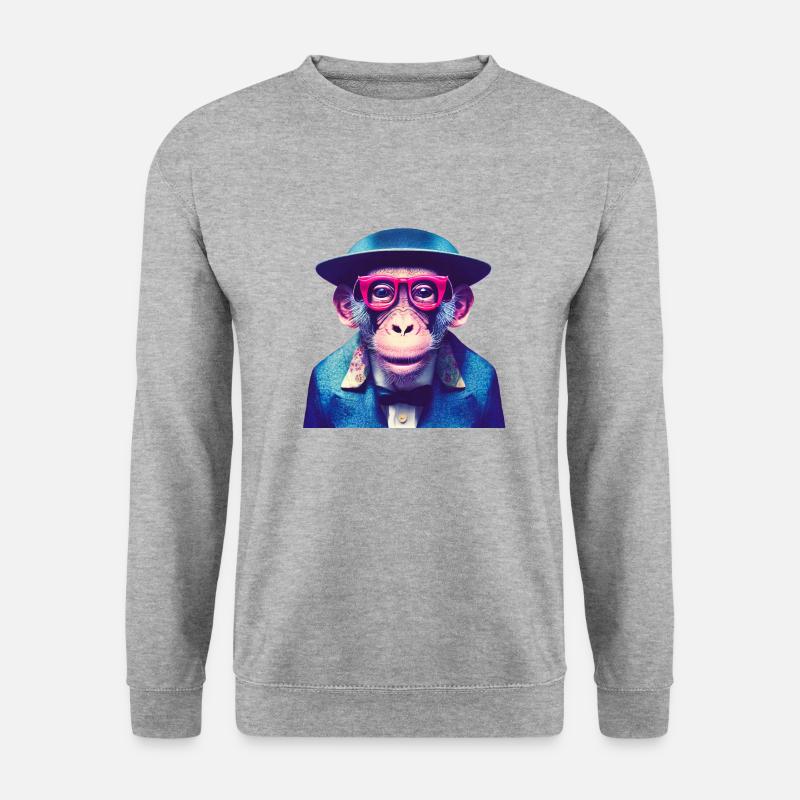 Cooler Affe - Unisex Pullover - Weißgrau meliert