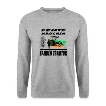 Traktor - Unisex Pullover - Weißgrau meliert - Vorne - Alina (178cm) & Michal (187cm)