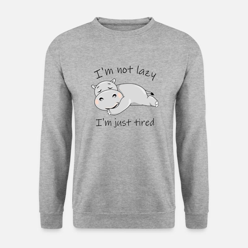 Süßes faules Nilpferd - Unisex Pullover - Weißgrau meliert