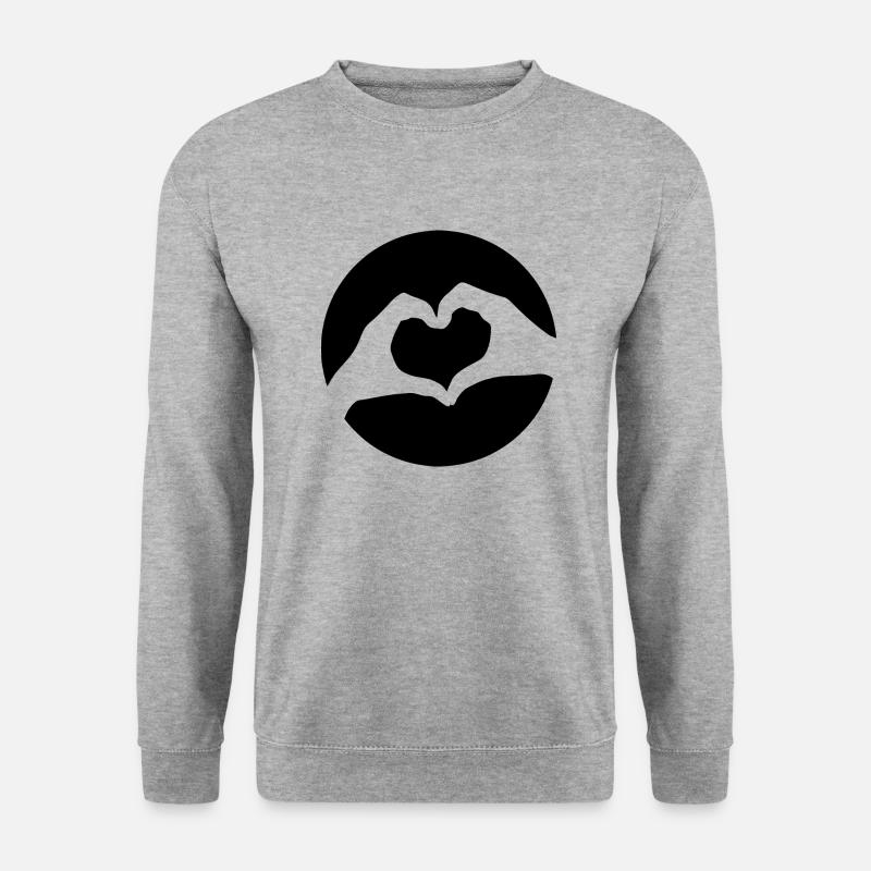 Herz mit Händen Handherz <3 - Unisex Pullover - Weißgrau meliert