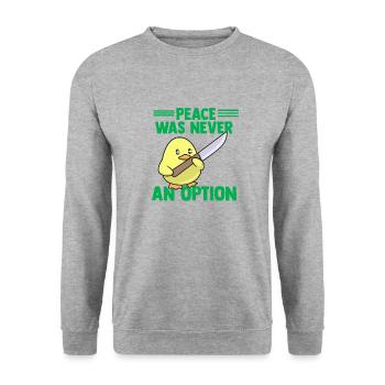Peace Was Never An Option Goose Game - Unisex Sweatshirt - salt & pepper - Front - Alina (178cm) & Michal (187cm)