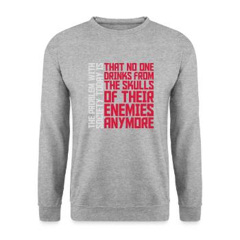 boissons de crânes ennemis - Sweat-shirt Unisexe - gris chiné - Devant - Alina (178cm) & Michal (187cm)