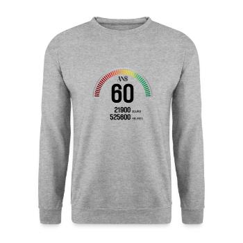 Anniversaire 60 ans Compteur - Sweat-shirt Unisexe - gris chiné - Devant - Alina (178cm) & Michal (187cm)