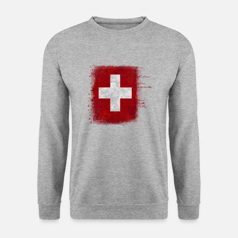 Flagge der Schweiz - Unisex Pullover - Weißgrau meliert