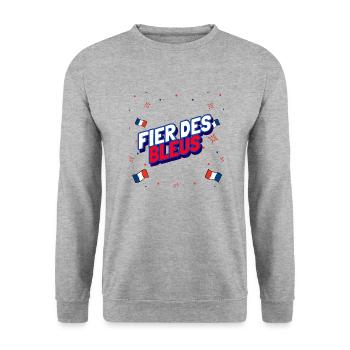 Fier des bleus supporteur équipe de France - Sweat-shirt Unisexe - gris chiné - Devant - Alina (178cm) & Michal (187cm)