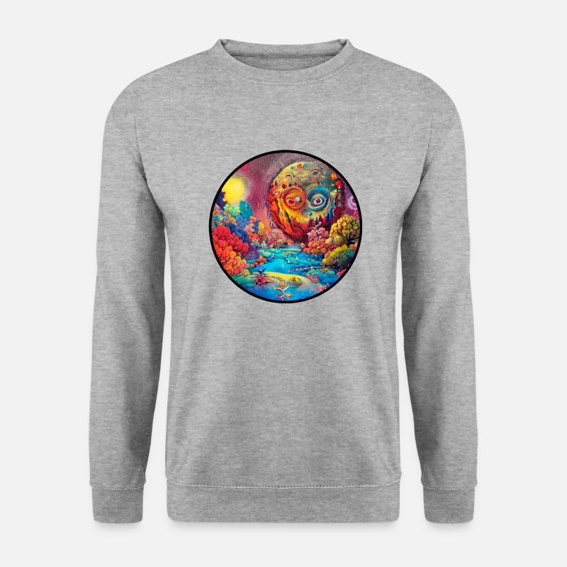 Kunstwerk eines Fantasielandes - Unisex Pullover - Weißgrau meliert