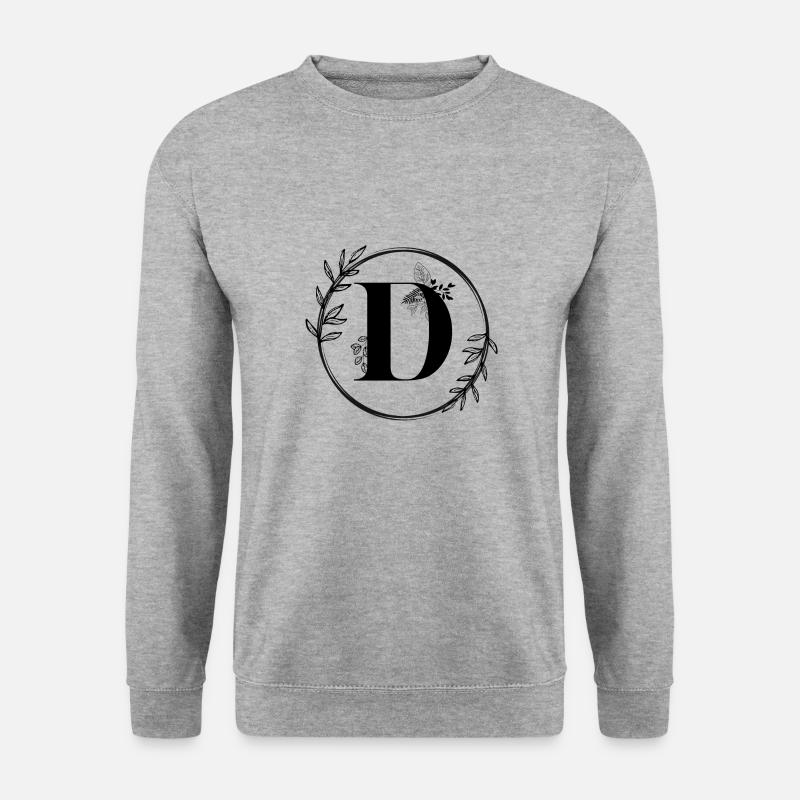 Blumenbuchstabe D - Unisex Pullover - Weißgrau meliert