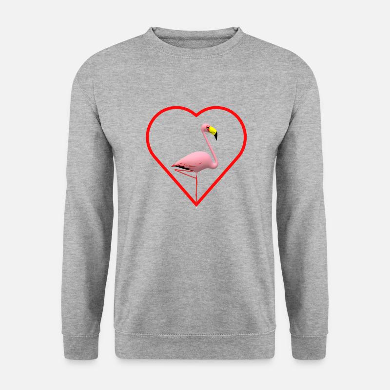 Flamingo Liebe Herz Tier chic - Unisex Pullover - Weißgrau meliert