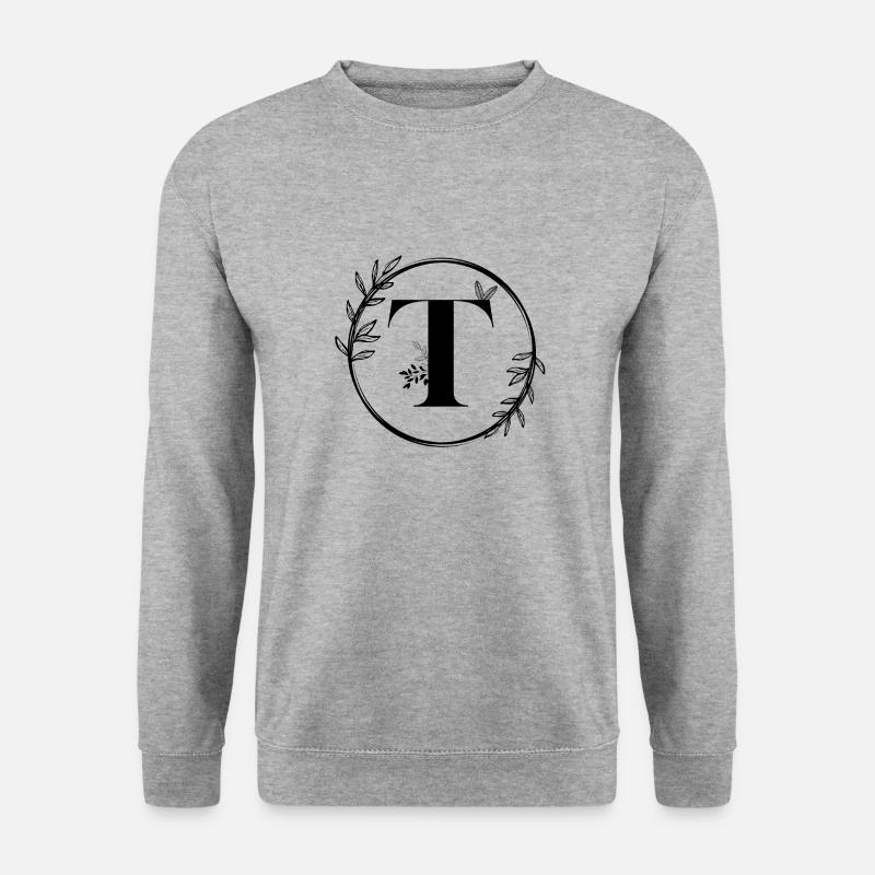 Blumenbuchstabe T - Unisex Pullover - Weißgrau meliert