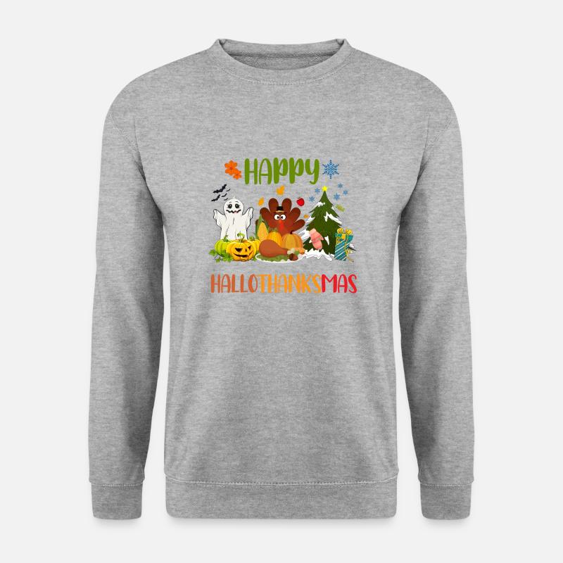 Frohe Hallothanksmas - Unisex Pullover - Weißgrau meliert