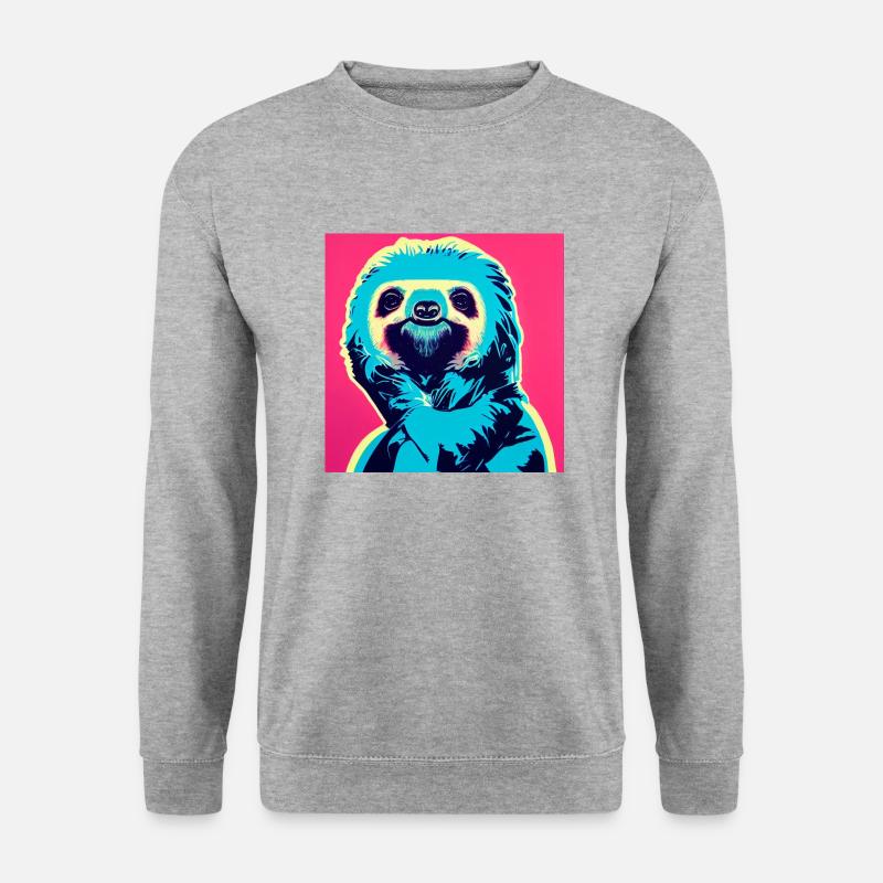 Blaues Faultier - Unisex Pullover - Weißgrau meliert