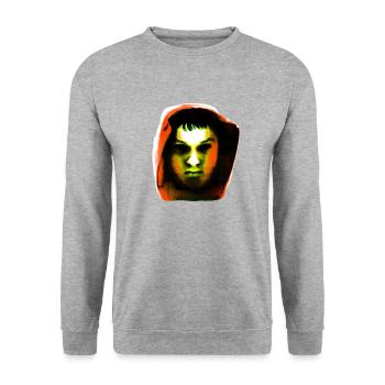 Hoody head: Orange - Unisex Pullover - Weißgrau meliert - Vorne - Alina (178cm) & Michal (187cm)