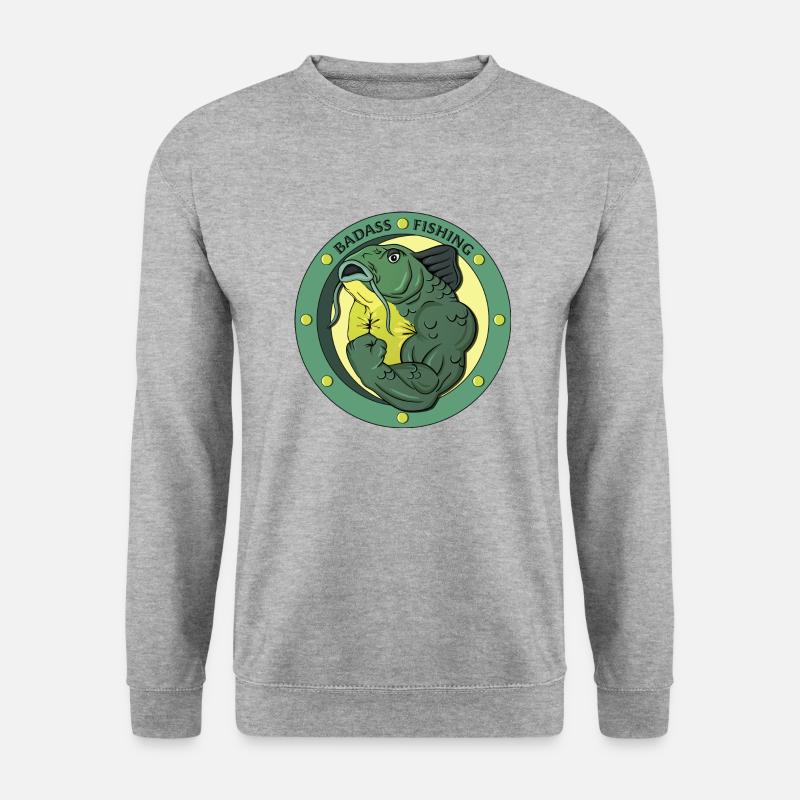 BadassFishing_2 - Unisex Pullover - Weißgrau meliert