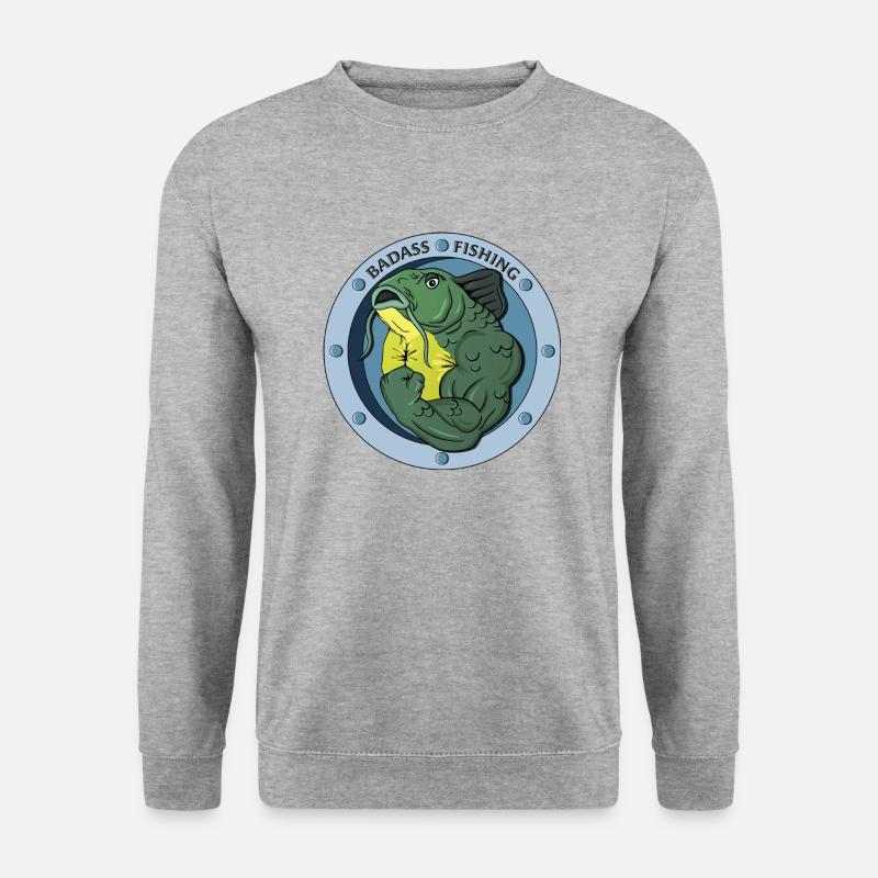 BadassFishing_1 - Unisex Pullover - Weißgrau meliert