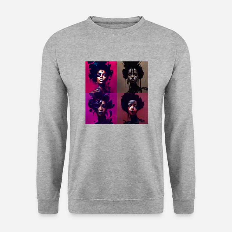 African beauty collage MOTIVE - Unisex Pullover - Weißgrau meliert
