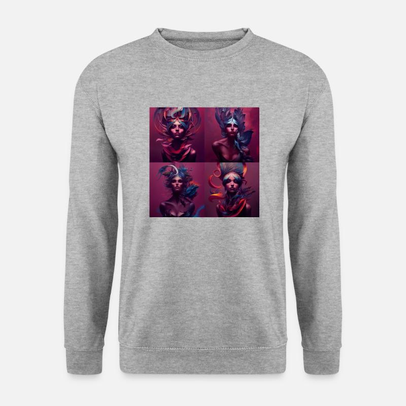Artwork Woman Collage purple 1 - Unisex Pullover - Weißgrau meliert