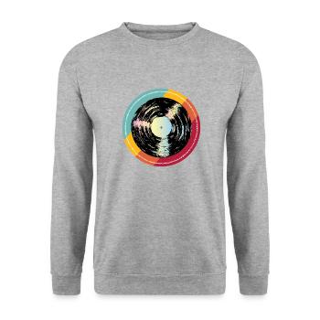 Musik Schallplatte Retro - Unisex Pullover - Weißgrau meliert - Vorne - Alina (178cm) & Michal (187cm)