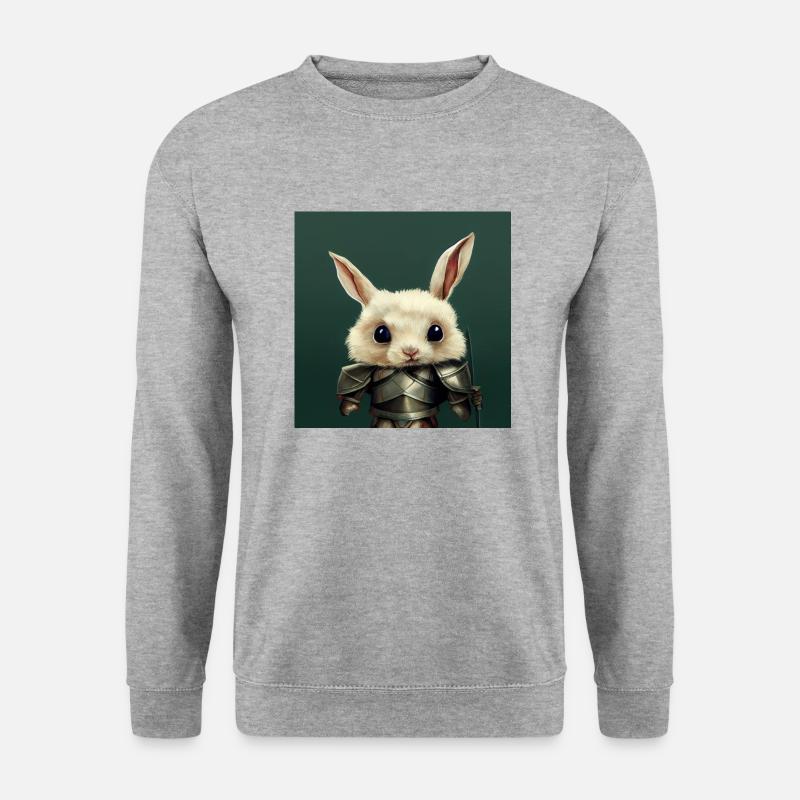 Cute little rabbit in knight - Unisex Pullover - Weißgrau meliert