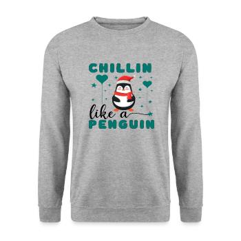 Chillin like a Penguin - Unisex Sweatshirt - salt & pepper - Front - Alina (178cm) & Michal (187cm)