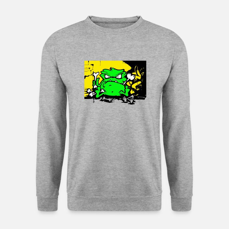 Strassen Monster - Unisex Pullover - Weißgrau meliert