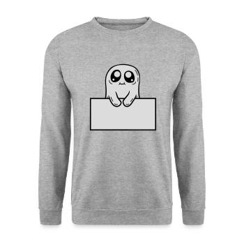 Ghost Shows Shield Cartoon - Unisex Sweatshirt - salt & pepper - Front - Alina (178cm) & Michal (187cm)