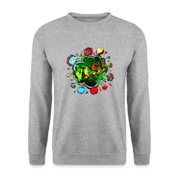 oui chante drôle pas de fille féminisme appliquer toujours - Sweat-shirt Unisexe - gris chiné - Devant - Alina (178cm) & Michal (187cm)