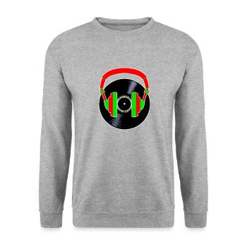 Paire d’écouteurs sur vinyle - Sweat-shirt Unisexe - gris chiné - Devant - Alina (178cm) & Michal (187cm)