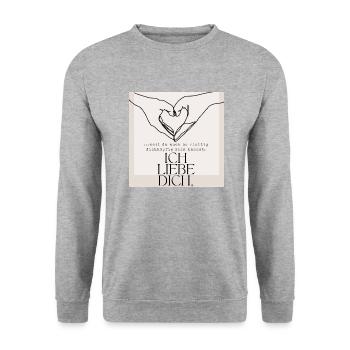 Ich liebe dich mein Dickkopf - Liebeserklärung - Unisex Pullover - Weißgrau meliert - Vorne - Alina (178cm) & Michal (187cm)