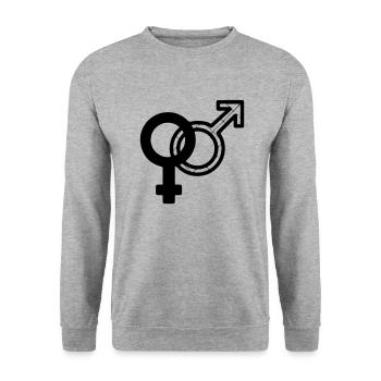 männlichundweiblich - Unisex Pullover - Weißgrau meliert - Vorne - Alina (178cm) & Michal (187cm)