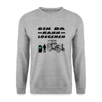 Traktor - Unisex Pullover - Weißgrau meliert - Vorne - Alina (178cm) & Michal (187cm)