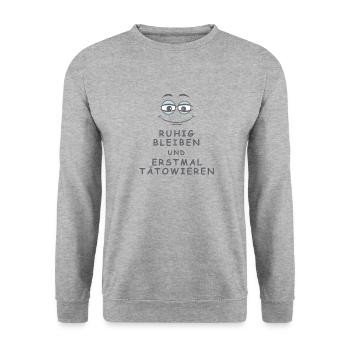 Tätowieren - Unisex Pullover - Weißgrau meliert - Vorne - Alina (178cm) & Michal (187cm)