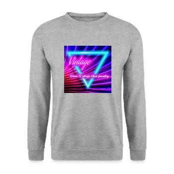 Vintage don't stop the party, fête, 80 70 - Sweat-shirt Unisexe - gris chiné - Devant - Alina (178cm) & Michal (187cm)