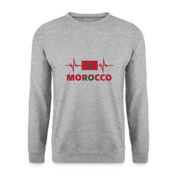 Marokko Fußball 2022 Herzschlag - Unisex Pullover - Weißgrau meliert - Vorne - Alina (178cm) & Michal (187cm)