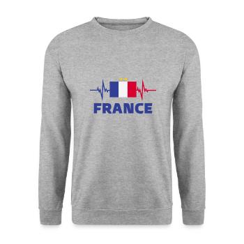 France Football 2022 battement de cœur France - Sweat-shirt Unisexe - gris chiné - Devant - Alina (178cm) & Michal (187cm)