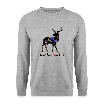 Cerf - Sweat-shirt Unisexe - gris chiné - Devant - Alina (178cm) & Michal (187cm)