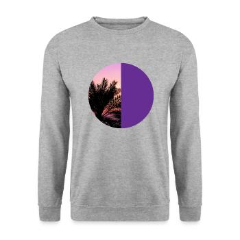 T-Shirt Urlaub Strand Palmen Ferien Sommer Sonne - Unisex Pullover - Weißgrau meliert - Vorne - Alina (178cm) & Michal (187cm)