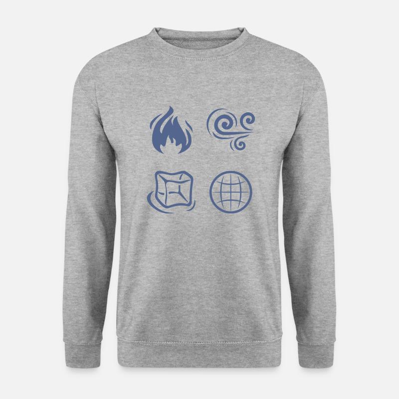 Wind, Feuer, Erde und Wasser - Unisex Pullover - Weißgrau meliert