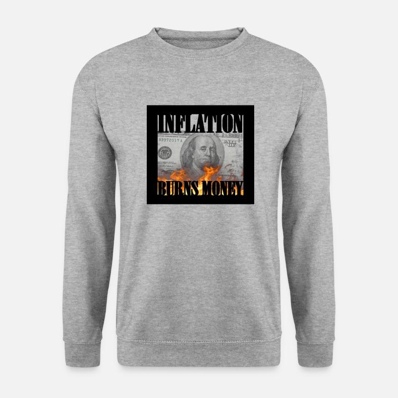 Inflation Geld Design T-Shirt - Unisex Pullover - Weißgrau meliert
