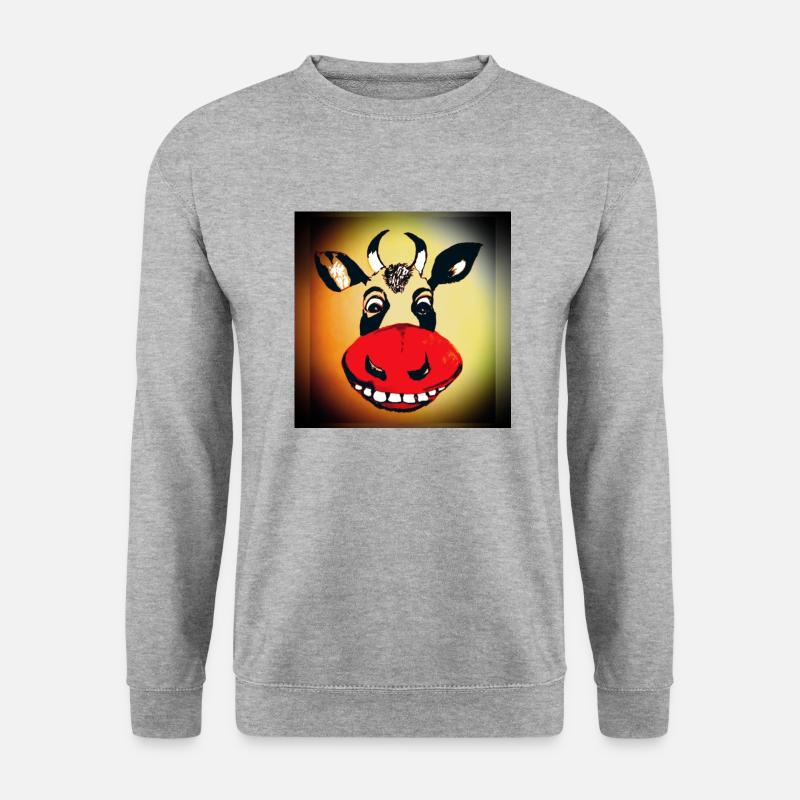 Eine lustige Kuh mit einen tollen Lachen - Unisex Pullover - Weißgrau meliert
