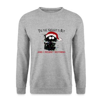On The Naughty List And I Regret Nothing - Unisex Sweatshirt - salt & pepper - Front - Alina (178cm) & Michal (187cm)