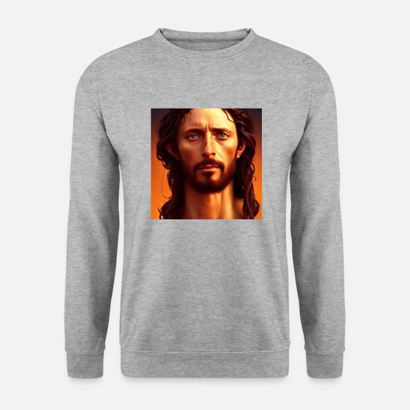 Porträt Jesu Christi - Unisex Pullover - Weißgrau meliert