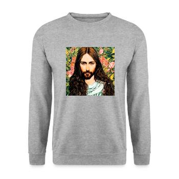 Portrait of Jesus Christ - Unisex Sweatshirt - salt & pepper - Front - Alina (178cm) & Michal (187cm)