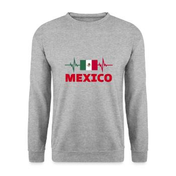 Mexico Football 2022 heartbeat Mexico - Unisex Sweatshirt - salt & pepper - Front - Alina (178cm) & Michal (187cm)